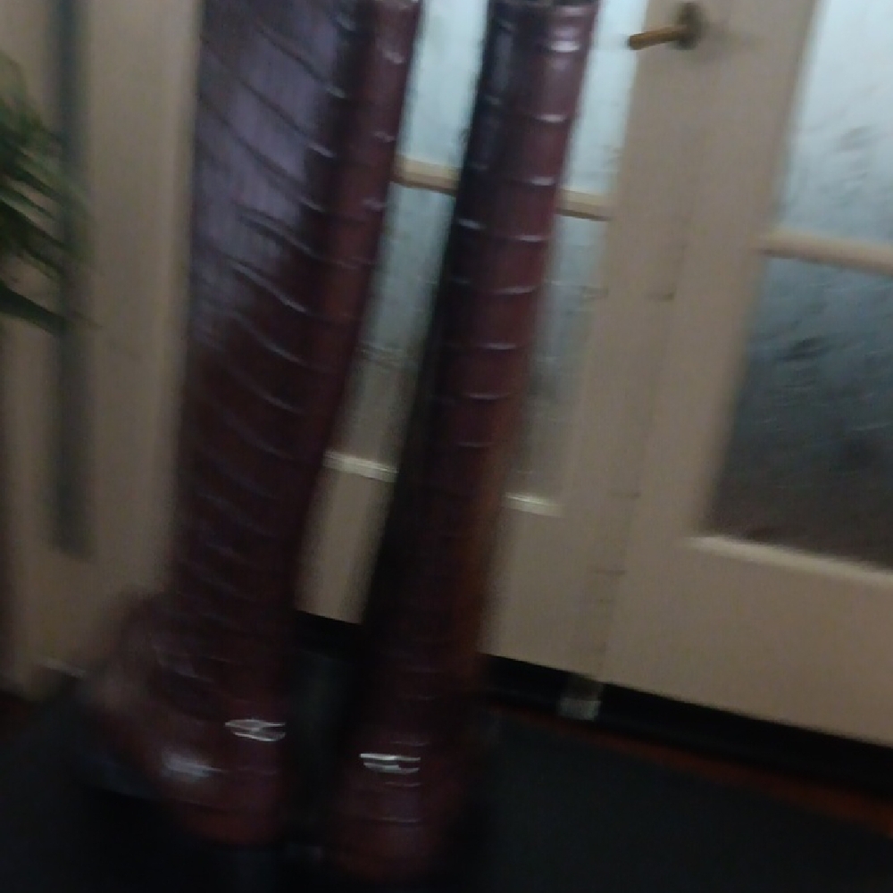 Coach Dark Brown Croc-Embossed Heeled Boots - Picture 6 of 8